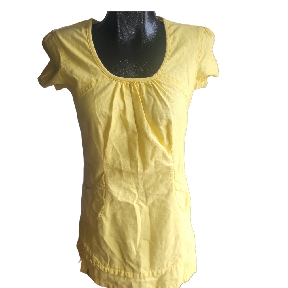 Chlorophylle Yellow Hemp Blend Short Sleeve Dress Size XS